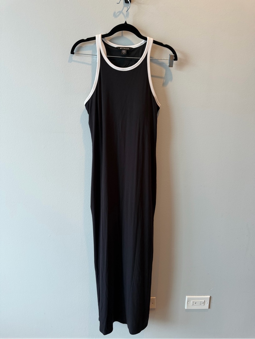 Athleta Black Maxi Tank Dress with White Trim